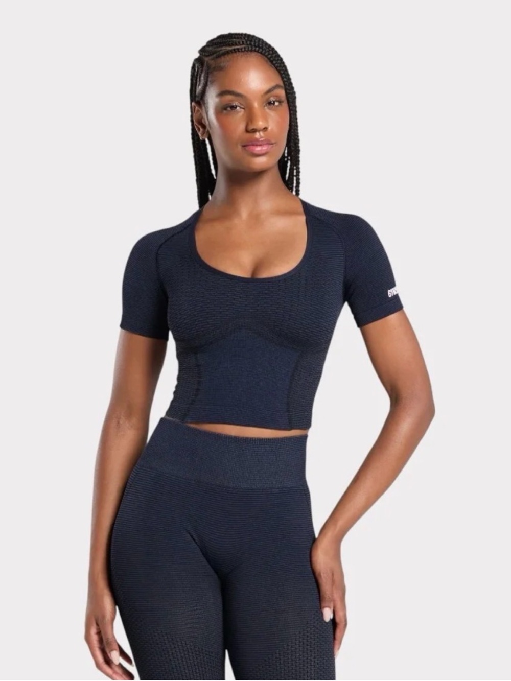 Gymshark Navy Seamless Midi Workout Crop Top